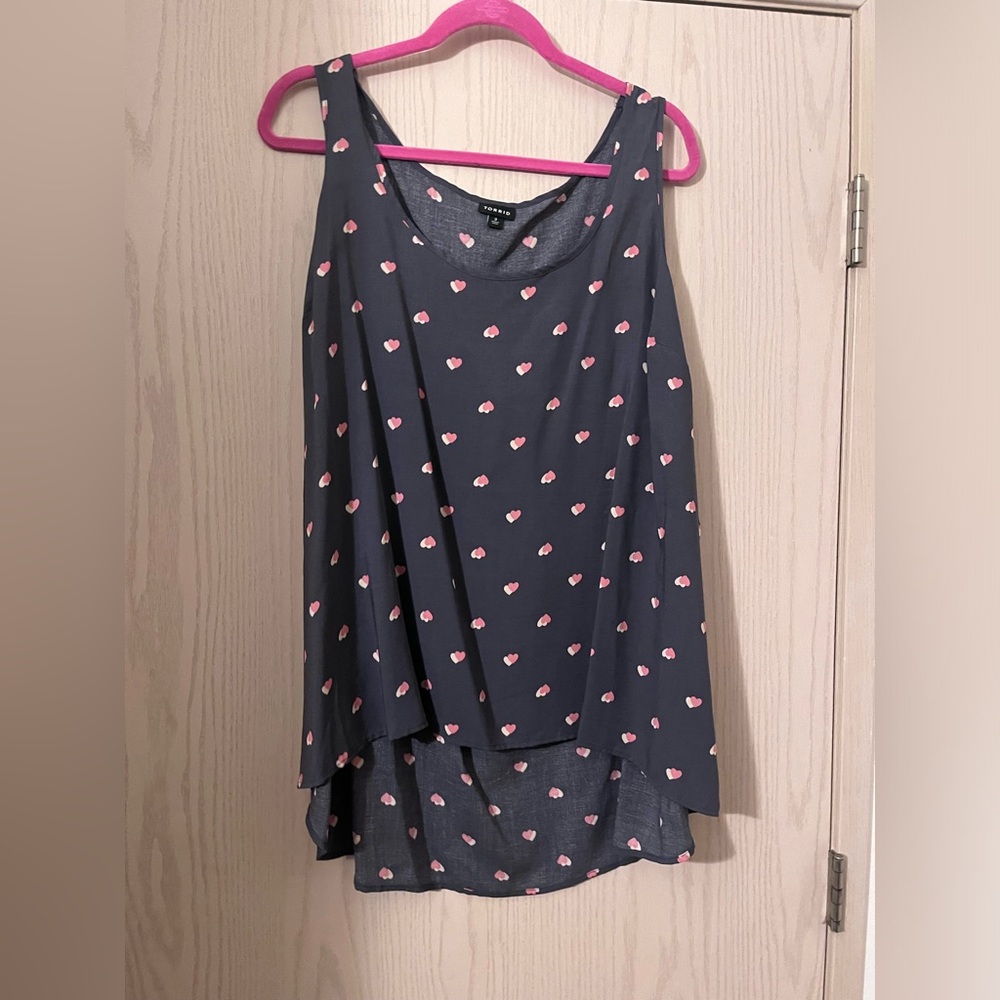 Torrid Gray and Pink Polka Dot Women's Top